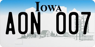 IA license plate AON007