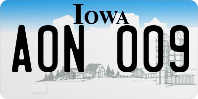 IA license plate AON009