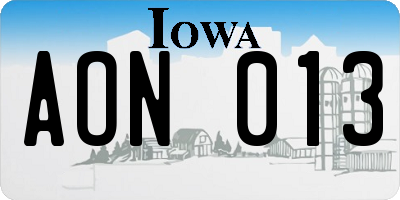 IA license plate AON013