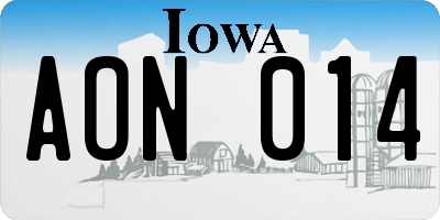 IA license plate AON014