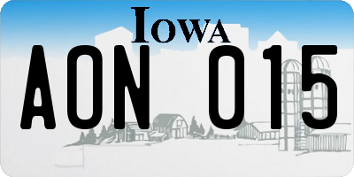 IA license plate AON015