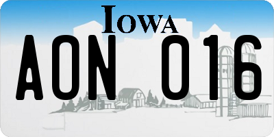 IA license plate AON016