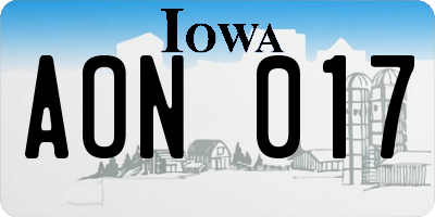 IA license plate AON017