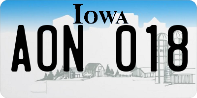 IA license plate AON018
