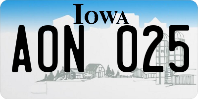 IA license plate AON025