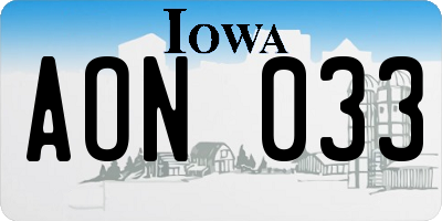 IA license plate AON033