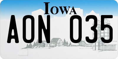 IA license plate AON035