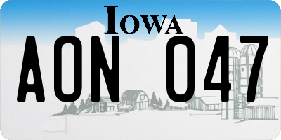 IA license plate AON047