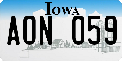 IA license plate AON059
