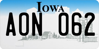 IA license plate AON062