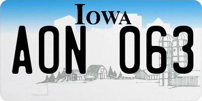 IA license plate AON063