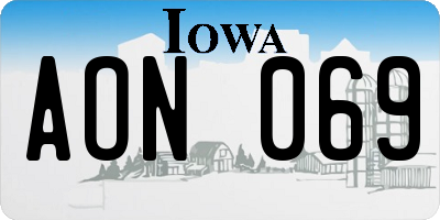 IA license plate AON069