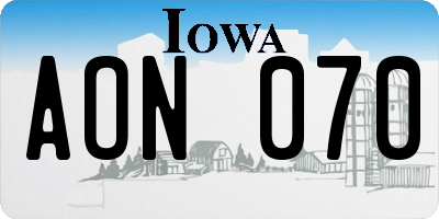 IA license plate AON070