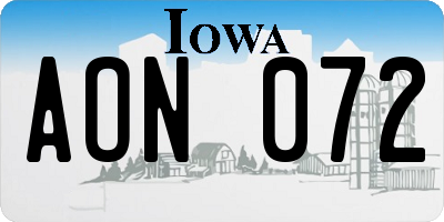 IA license plate AON072