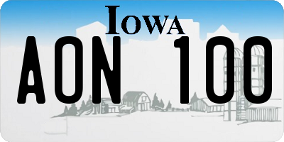 IA license plate AON100