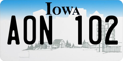 IA license plate AON102