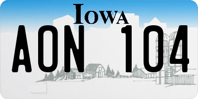IA license plate AON104