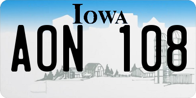 IA license plate AON108