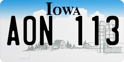 IA license plate AON113