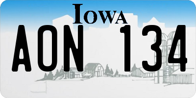 IA license plate AON134
