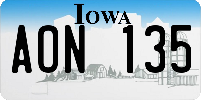 IA license plate AON135