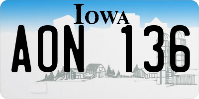 IA license plate AON136