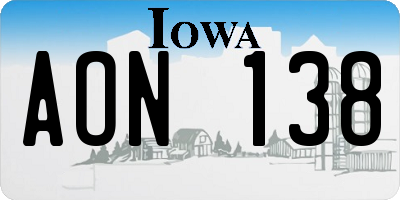 IA license plate AON138