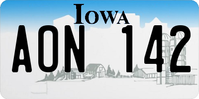 IA license plate AON142