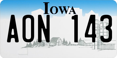 IA license plate AON143