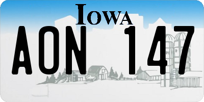 IA license plate AON147