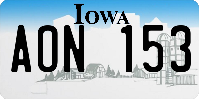 IA license plate AON153