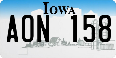 IA license plate AON158
