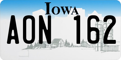 IA license plate AON162