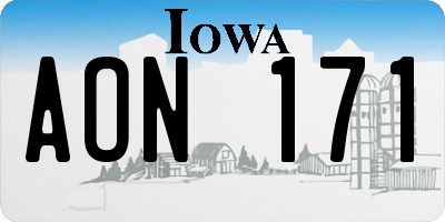 IA license plate AON171