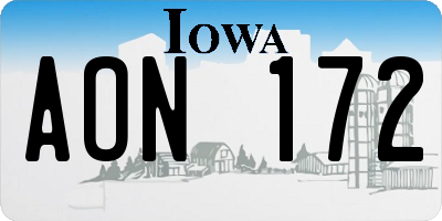 IA license plate AON172