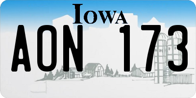 IA license plate AON173