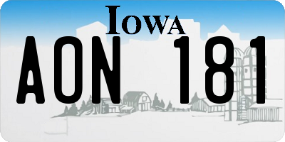 IA license plate AON181