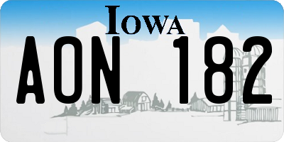 IA license plate AON182