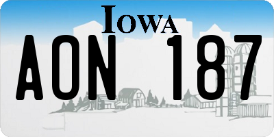 IA license plate AON187