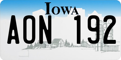 IA license plate AON192