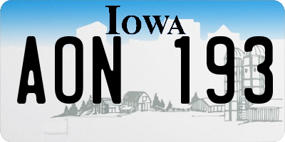 IA license plate AON193