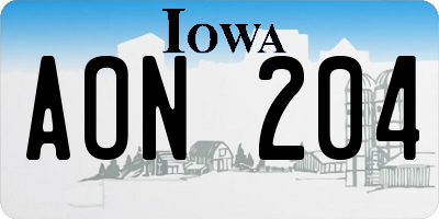 IA license plate AON204