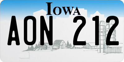 IA license plate AON212
