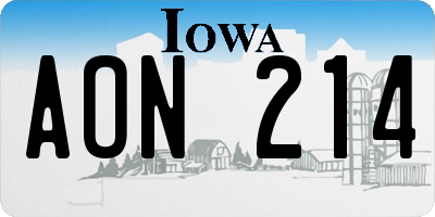 IA license plate AON214