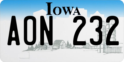 IA license plate AON232