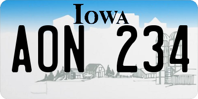 IA license plate AON234