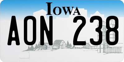 IA license plate AON238