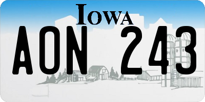 IA license plate AON243