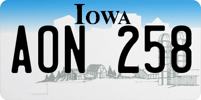 IA license plate AON258