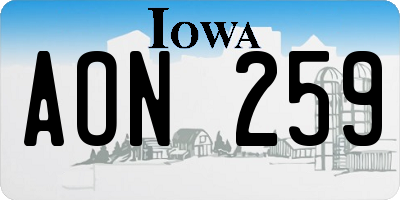 IA license plate AON259